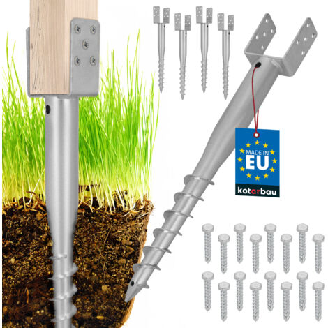 Base per palo di ancoraggio a terra con bullone a U in acciaio KOTARBAU® per recinzioni, gazebo, 101 x 720 mm, set da 4 (1/5)