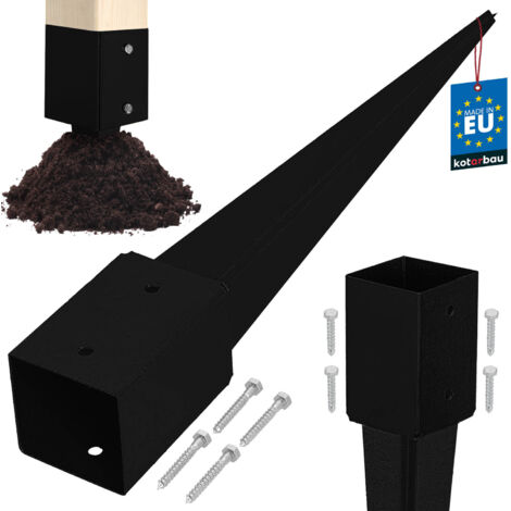 KOTARBAU® Ancoraggio a terra con base in acciaio per pergole, gazebo, 91 x 91 x 750 mm Nero (1/5)