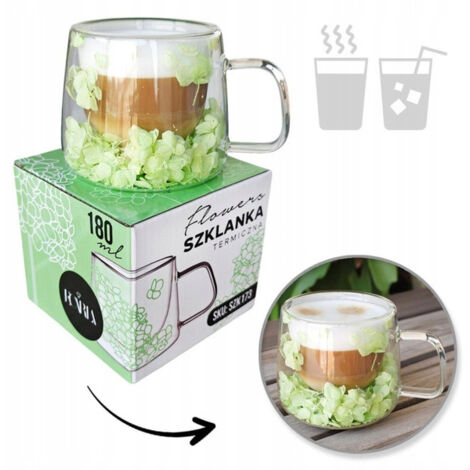 ECARLA bicchiere termico con doppio fondo e ortensia 180ml Celadon SZK173 (1/4)