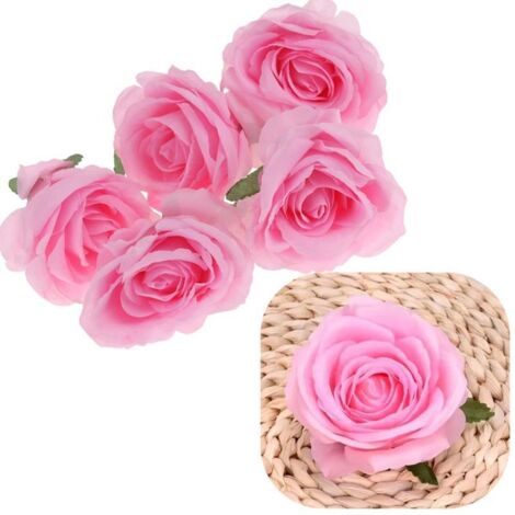 Fiori artificiali a forma di rosa per composizioni decorative, 5 pezzi - Rosa (1/4)