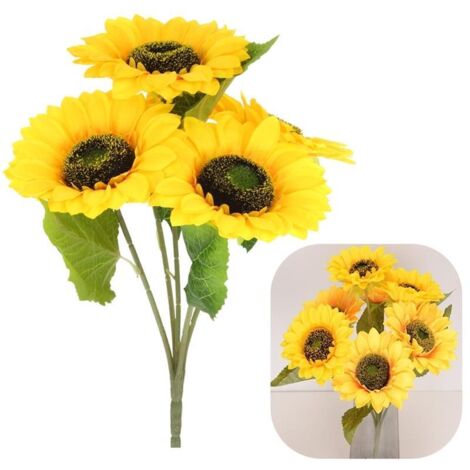 Bouquet di girasoli Fiori artificiali 5 girasoli per un vaso da 45 cm