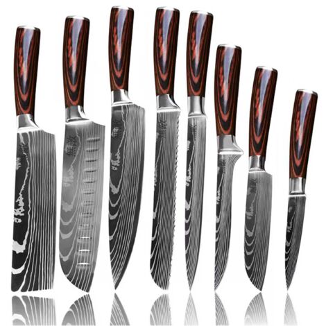 Set di 8 coltelli giapponesi Muteki in una scatola regalo in acciaio ad alto tenore di carbonio