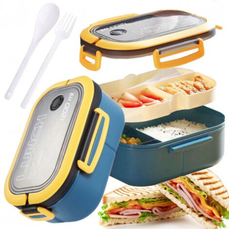 ECARLA Lunch Box con posate 21x14,5x8cm Blu Navy PJM44GRAN (1/5)