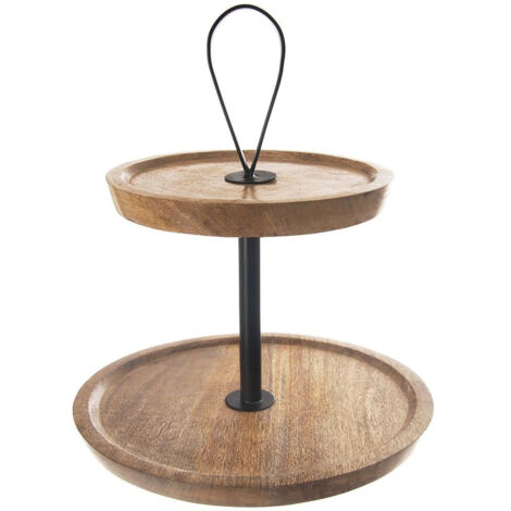 Vassoio in legno a 2 piani MANGO 30 cm (1/5)