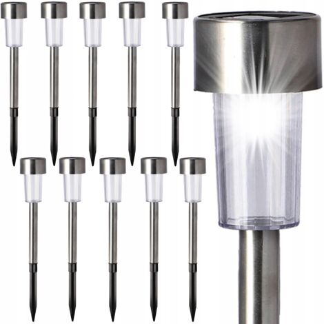 10 x LAMPADE SOLARI INOX lampione da giardino