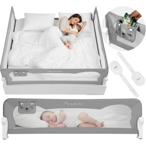 Sponda per letto, cancelletto di sicurezza, serratura, 200 cm, Nukido, grigio