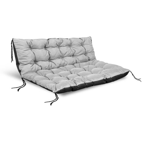 Set di cuscini da giardino 120/80 cm + 120/40 cm per panca in pallet, impermeabili, grigio chiaro