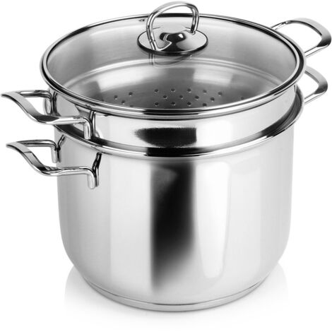 Pentola per pasta in acciaio con coperchio in vetro ANETT 6 l 3 pz. (1/5)