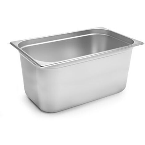 HENDI Contenitore Gastronorm, GN 1/2, resistenza termica -40 °C a 300 °C, compatibile con i forni a convezione, frigoriferi, bagno María, chafing dishes, 9.5L, 325x265x(H)150mm, acciaio inox