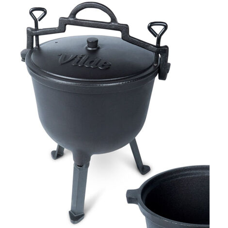 Pentola in ghisa su gambe con coperchio - 10 litri (1/5)
