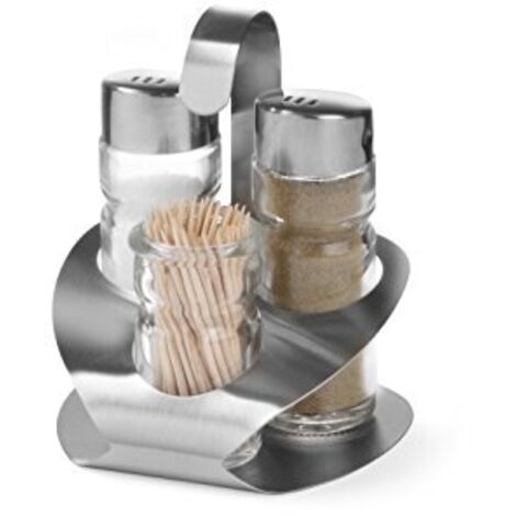 Set di spezie in acciaio inox - Sale, pepe e stuzzicadenti - Hendi 465325 (1/3)
