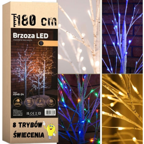 Luci per albero di betulla 144 LED diodi decorazione colore freddo 8 modalità 180 cm Caldo (1/5)