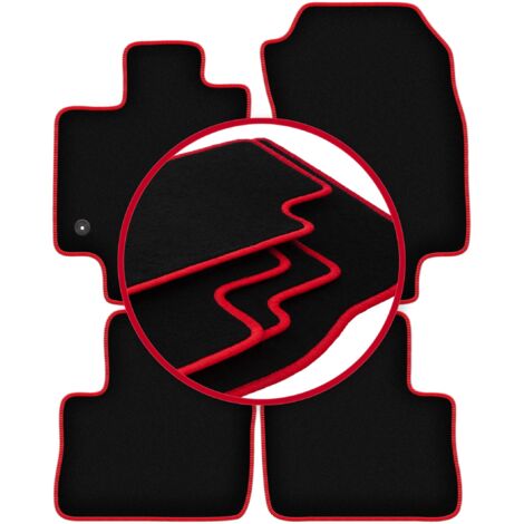 Tappetini Auto Per Suzuki S-Cross 2022-2024 (LHD) - Kit Personalizzato In Pelle PU, Impermeabile E Antiscivolo - Colore Nero/Rosso