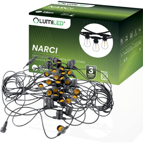 Ghirlanda luminosa da giardino per esterni, 15 m, 30x E27 NARCI LUMILED (1/5)