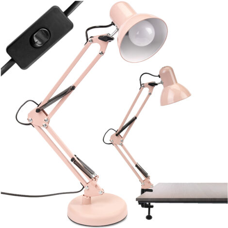 Lampada da scrivania E27 TOBI Lumiled rosa pastello + portalampada da tavolo