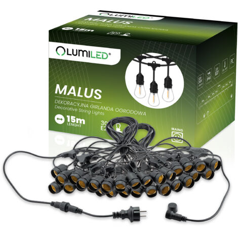 MALUS Ghirlanda luminosa da giardino per esterni 15 m 30x E27 LUMILED (1/5)
