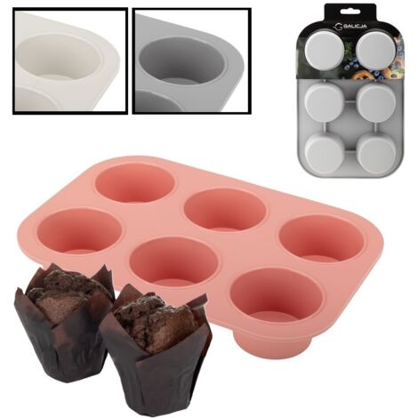 Stampo in silicone per 6 muffin PRACTICO cupcakes 3 colori a scelta tra grigio rosa crema (1/5)