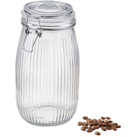 Contenitore ermetico in vetro Barattolo in lino da 1450 ml Coperchio in vetro Fibbia in metallo Guarnizione in silicone (1/5)