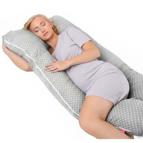 Cuscino per la gravidanza a U per dormire sul fianco e per l'allattamento - Gray Poppy