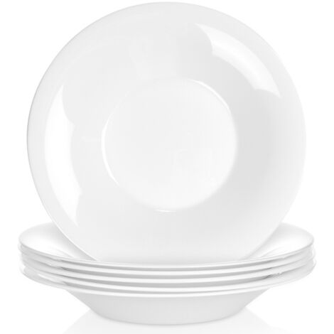Set di 6 piatti fondi grandi per zuppe, piatti bianchi