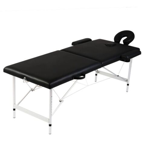 vidaXL Lettino Pieghevole da Massaggio Nero 2 Zone Telaio in Alluminio (1/5)