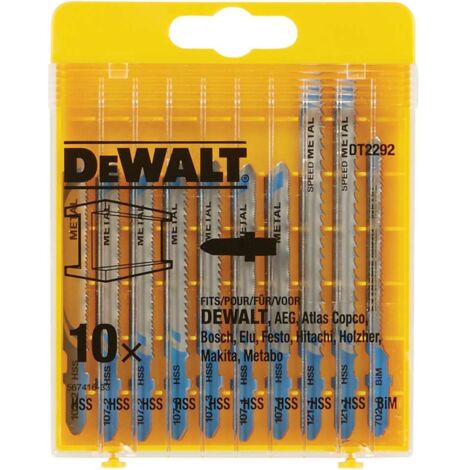 DEWALT LAVORAZIONE DEL LEGNO - SET LAME SEGHETTO - Cassetta composta da 10 lame assortite per metallo, DT2292-QZ