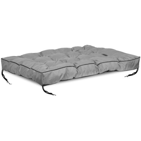Cuscino da giardino 120x80 cm con lato alto per panca per pallet, impermeabile, grigio