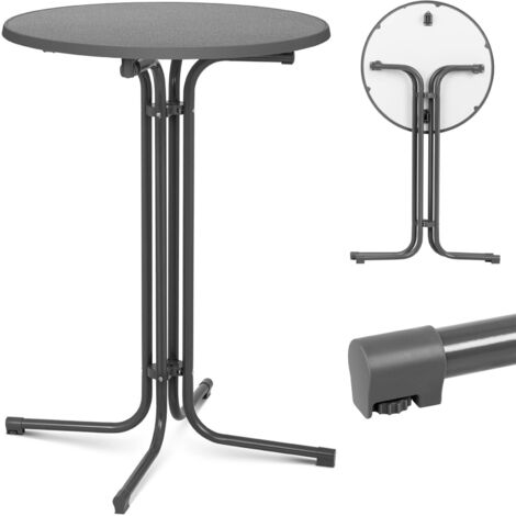 Tavolo, tavolo da bar rotondo, alto, pieghevole, dia. 80 cm alto 110 cm grigio (1/5)