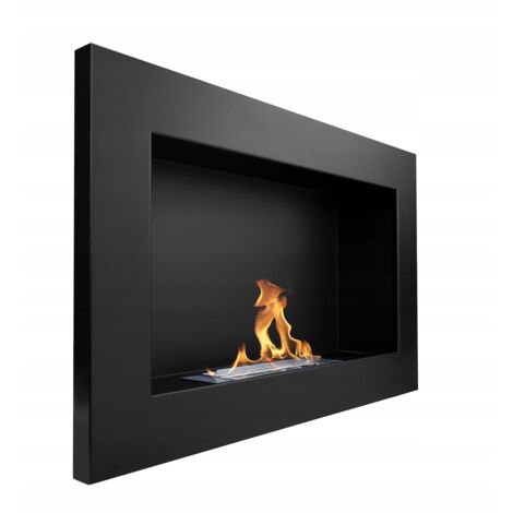 Biocamino da parete 65x40x12 cm Regolazione fiamma Nero strutturato opaco