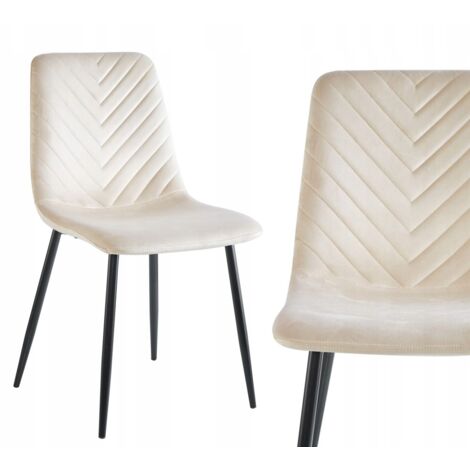 SEDIA IMBOTTITA IN VELLUTO BEIGE PER SOGGIORNO UFFICIO GAMBE IN METALLO NERO (1/5)