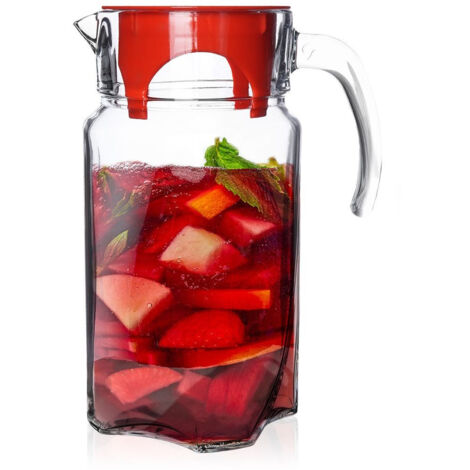 Brocca in vetro per bevande, acqua, succhi, limonata, con coperchio, 1,75 l (1/5)