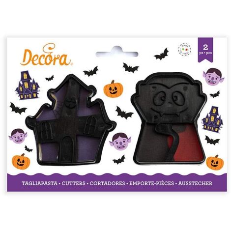 Decora 0255091 Set 2 Tagliapasta Vampire, In Plastica, Il Kit Ideale per Creare Decorazioni in Pasta di Zucchero o di Gomma, Made in Italy, Design originale. Confezione da 2 pezzi. (1/3)