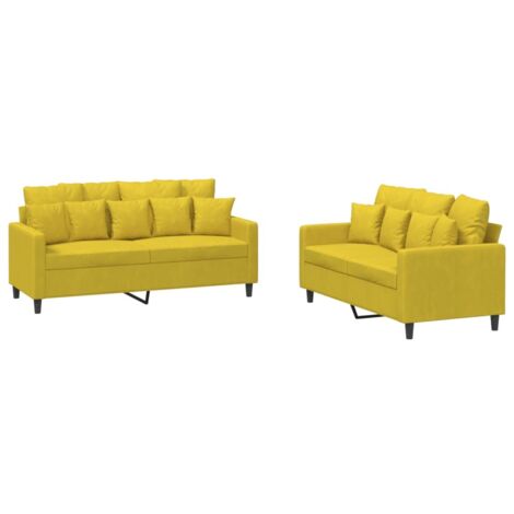 vidaXL Set di Divani 2 pz con Cuscini giallo in Velluto (1/5)