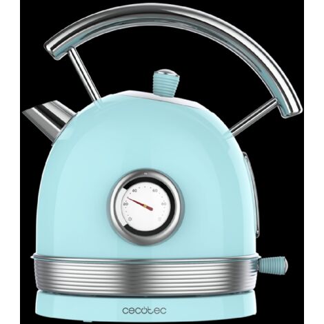 Cecotec Bollitore elettrico ThermoSense 420 Light Blue. 1,8 litri di capacità, 2200 W, misuratore di temperatura, base 360°, acciaio inox, stile vintage, blu (1/5)