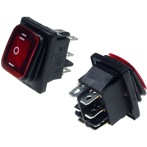 INTERRUTTORE KCD6-R 16A 250V ON-OFF-ON IP65 ROSSO