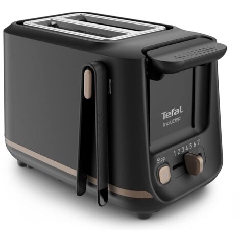 Tefal Includeo TT533811 Tostapane, 2 scomparti, pinza magnetica, tostapane con pulsanti grandi, 7 livelli di doratura, vassoio raccogli briciole estraibile, leva di estrazione