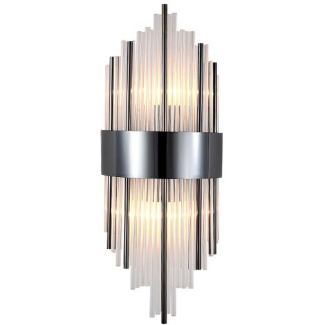 Otto - Lampada da parete in cristallo nero 450x180 mm, 1xE14, metallo e cristallo, nero (1/3)
