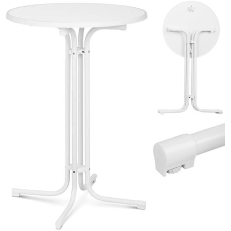 Tavolo, tavolo da bar rotondo, alto, pieghevole, dia. 80 cm alto 110 cm bianco (1/5)
