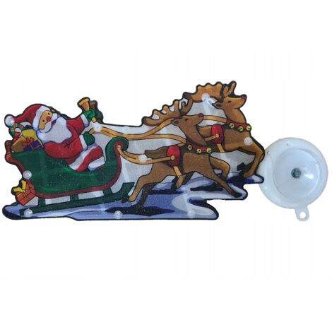 DECORAZIONE NATALIZIO DI BABBO NATALE LUCI A LED PER FINESTRA RENNA BIANCO CALDO (1/4)