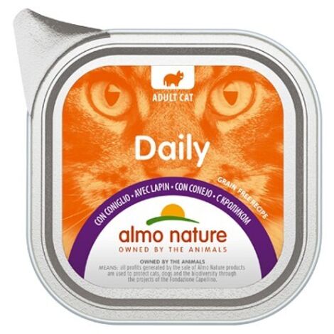 Almo Daily Menu Senza Glutine Gatto, in Vaschetta 100gr - Coniglio