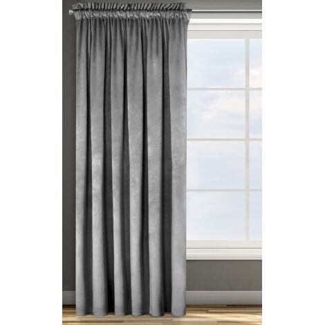 Eurofirany ROSA Tenda in Velluto con Fettuccia Arricciatenda - 1 Unità, Soffice, Pannello, Drappo Classico, Glamour, Elegante, Soggiorno, Camera da Letto, 290 g/m2, 135x300 cm, Acciaio