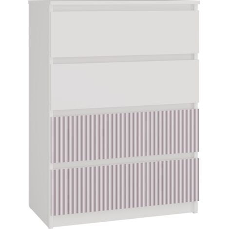 ASTER T4 - Cassettiera moderna a 4 cassetti - 97x70x40 - Mobile contenitore per bambini - Bianco e rosa (1/2)