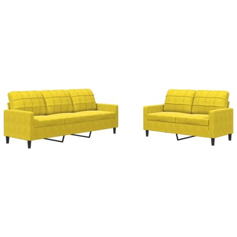 vidaXL Set di Divani 2 pz con Cuscini giallo in Velluto (1/5)