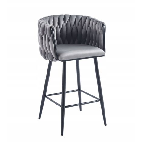 Sgabello grigio velluto H7-FX (struttura nera)