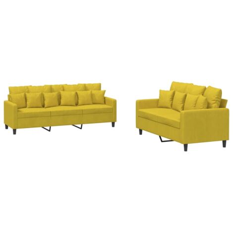 vidaXL Set di Divani 2 pz con Cuscini giallo in Velluto (1/5)