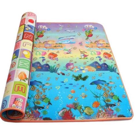 TAPPETO IN GOMMA PER BAMBINI 200x180x0,8 CM - ALFABETO EDUCATIVO DOPPIO LATO E OCEANO