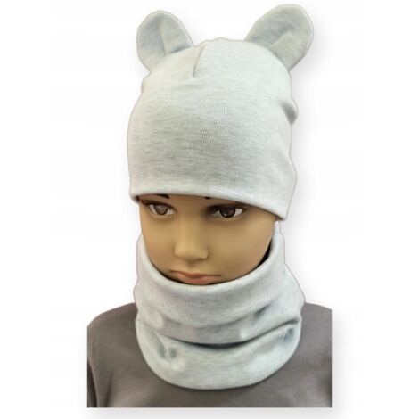 Set CAPPELLO + SCIARPA set bambini con ORECCHIE taglia 52-56 BLU MELANGE