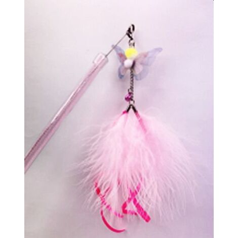 Yarro Canna da pesca per gatti Canna da pesca con farfalla rosa e piume 30/27/10cm - Yarro Canna da pesca per gatti Canna da pesca con farfalla rosa e piume 30/27/10cm