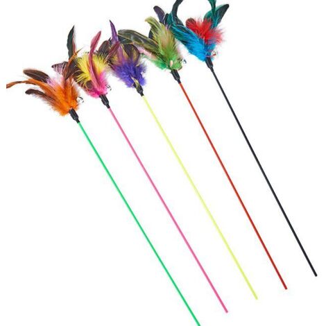 Zooroom Canna da pesca in plastica con piuma colorata e campanellino 63cm - Canna da pesca in plastica con piuma colorata e campanellino 63cm