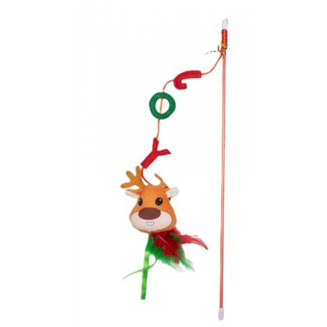 Uniq Pets  Swishy - giocattolo per gatti  Bacchetta a forma di renna 40 cm - Bacchetta a forma di renna 40 cm